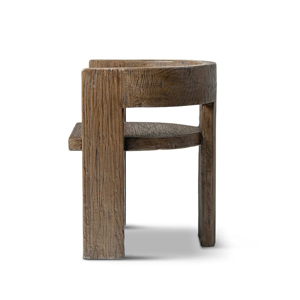 Soren Solid Reclaimed Elm Sculptural Accent Curved Dining Chair