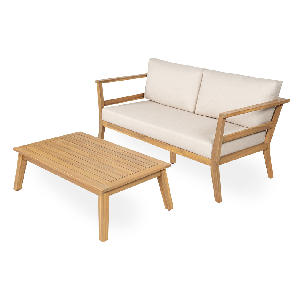 Acacia Outdoor Loveseat & Coffee Table Set for Patio