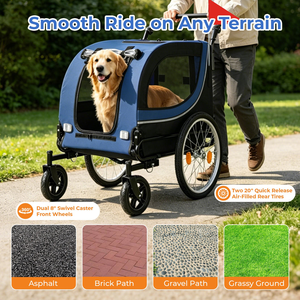 2-in-1 Bike Trailer & Pet Stroller for Dogs up to 100lbs