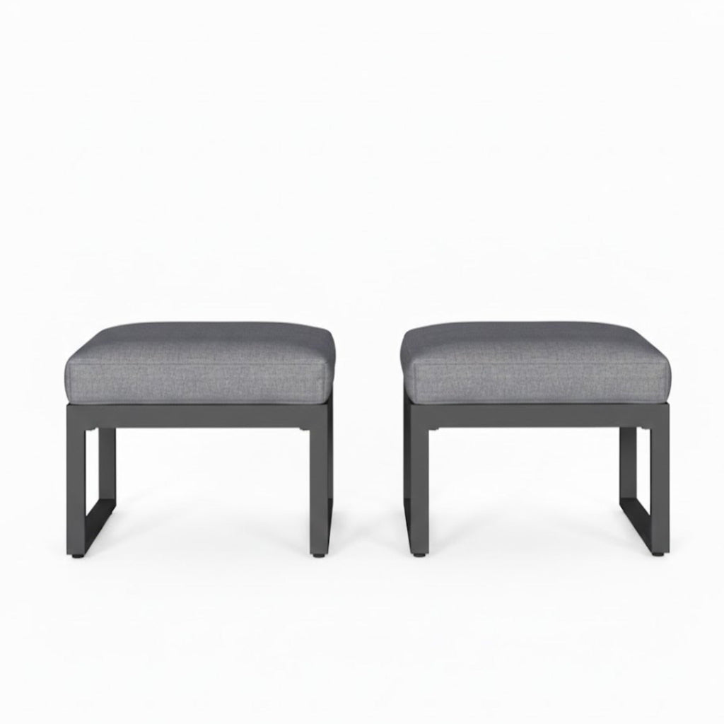 Set of 2 26" All-Weather Aluminum Patio Ottomans Footrests