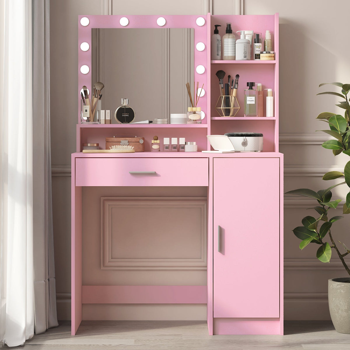 Vanity Desk with Mirror & Light