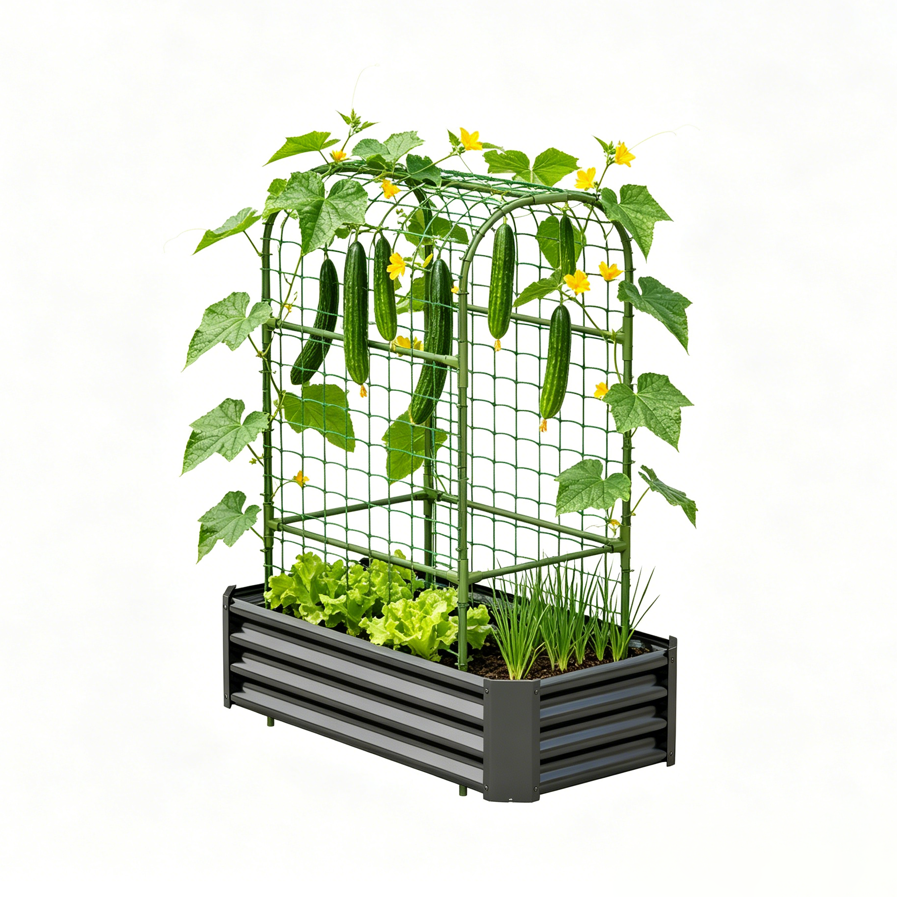 2-in-1 Raised Garden Bed with Trellis