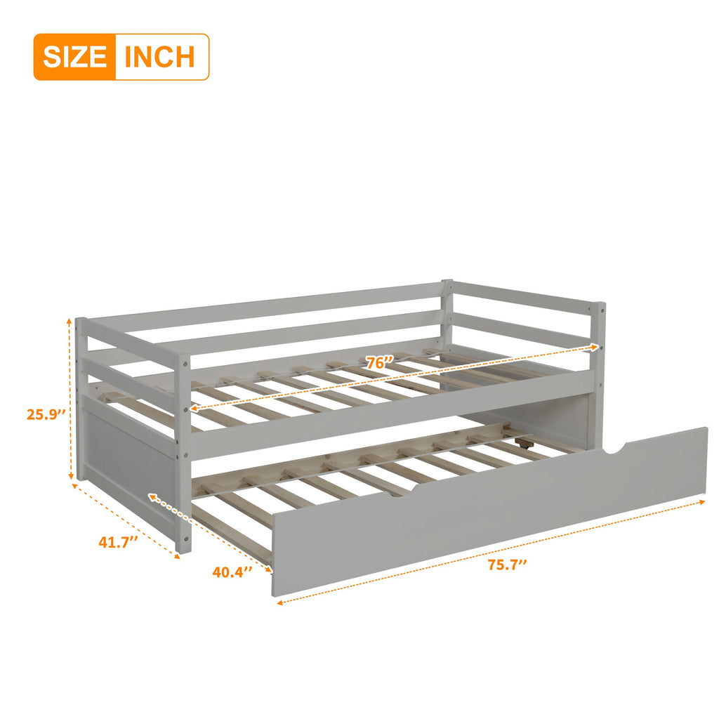 Twin Size Daybed with Trundle Frame Set