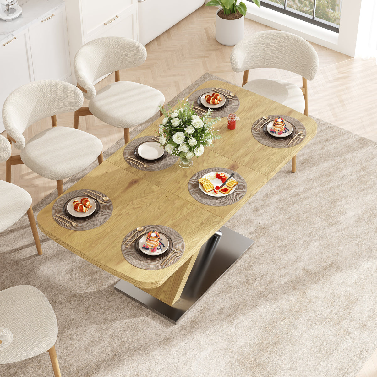 47.25 "-63" Dining Table - Original Wood Color