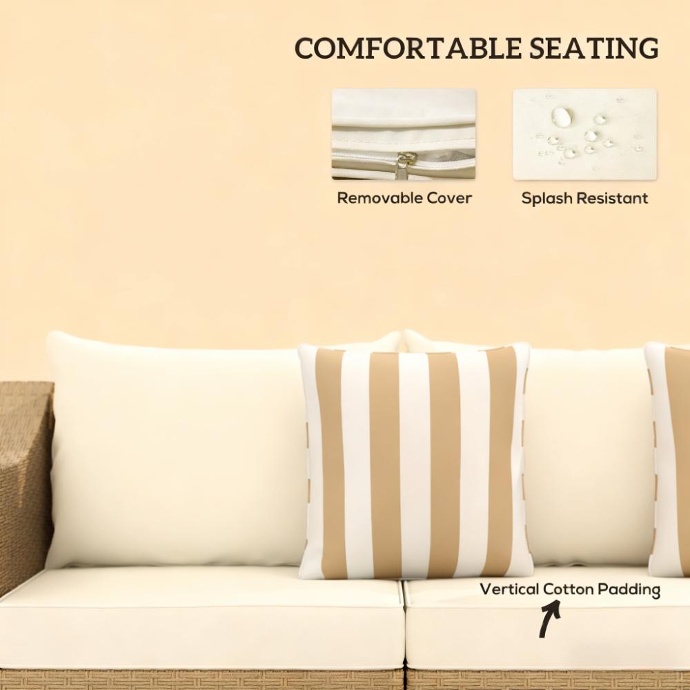 Outdoor Rattan Sofa with Cushions and Throw Pillows
