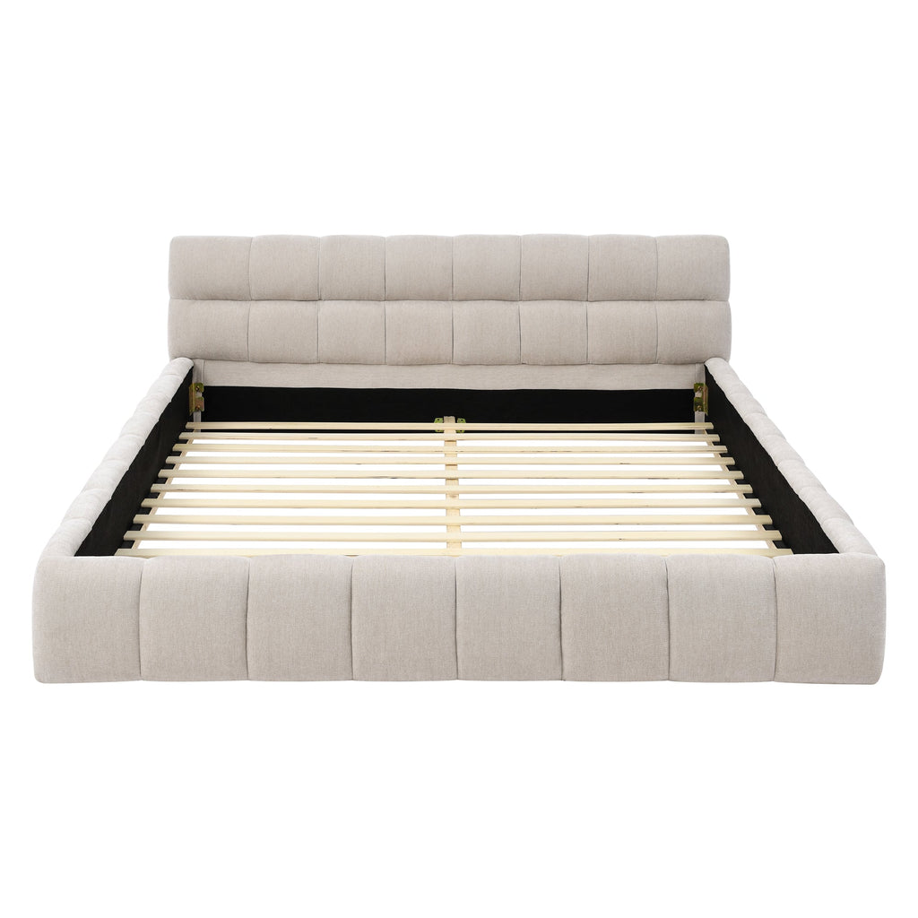 Queen Size Upholstered Bed Frame with Thick Fabric
