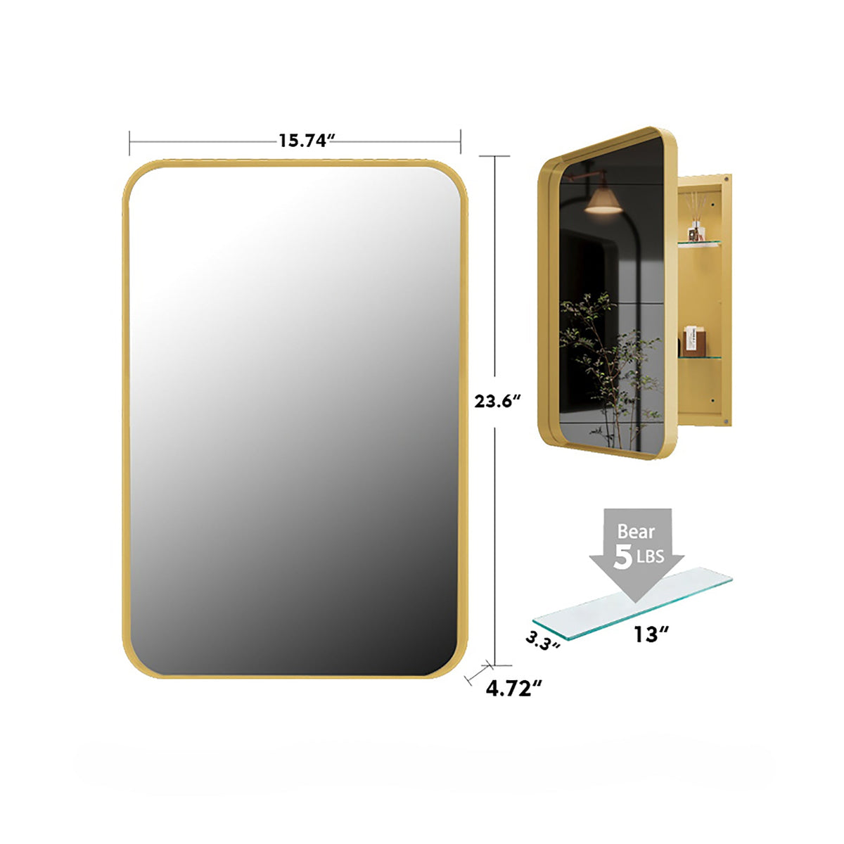 16x24 Inch Recessed Metal Framed Medicine Cabinet