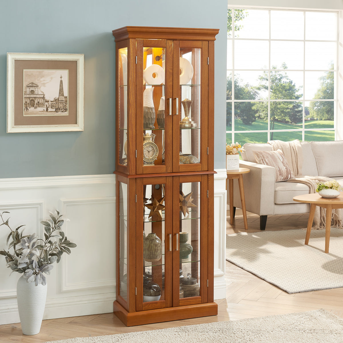 Lighted Curio Cabinet with Adjustable Shelves