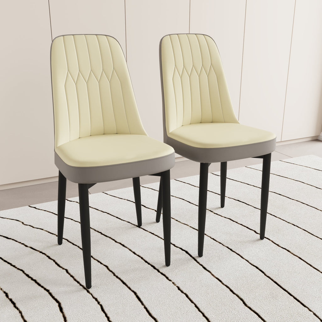 Set of 2 Modern PU Leather Dining Chairs