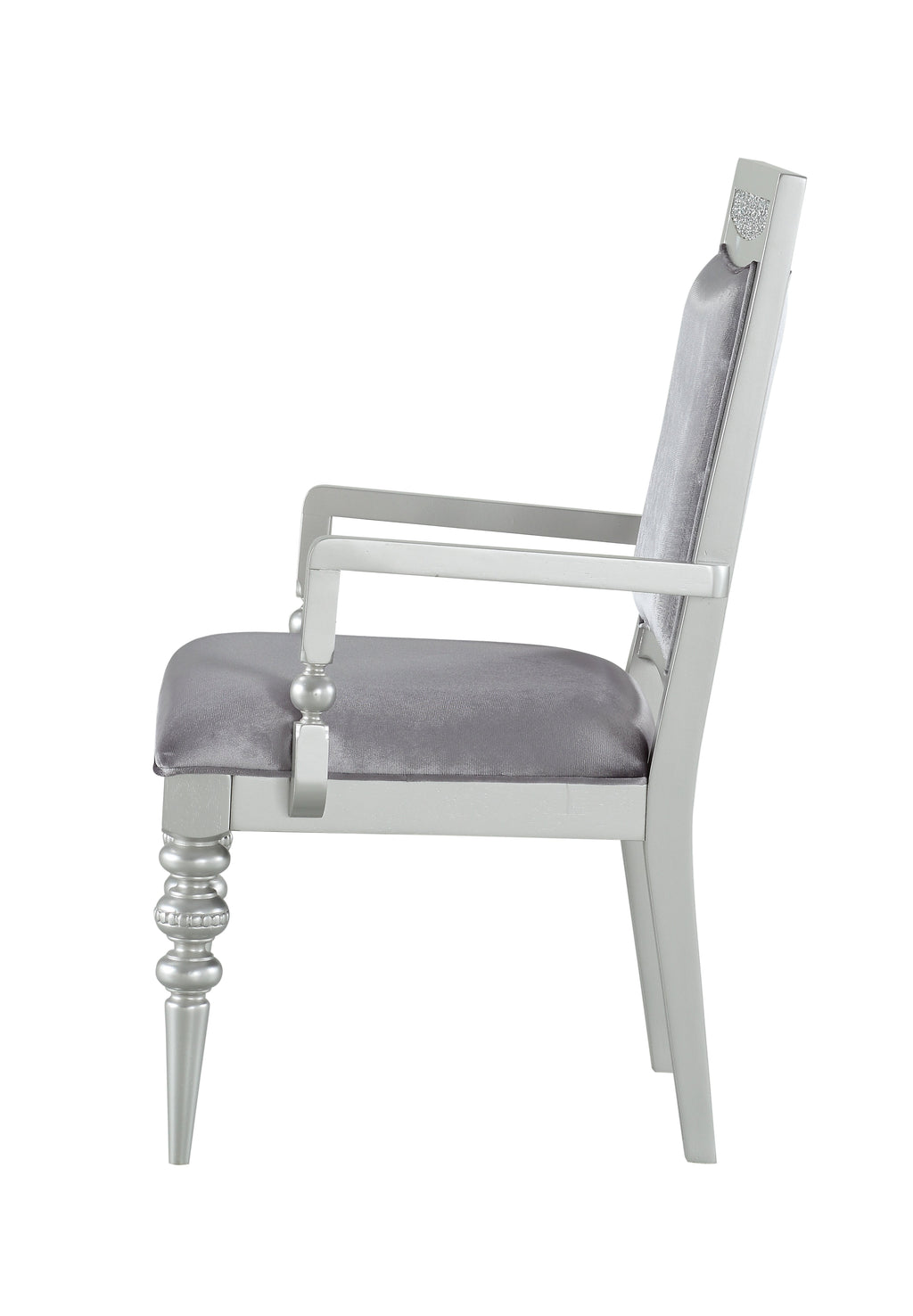 Maverick Fabric & Platinum Finish Arm Chair Set of 2