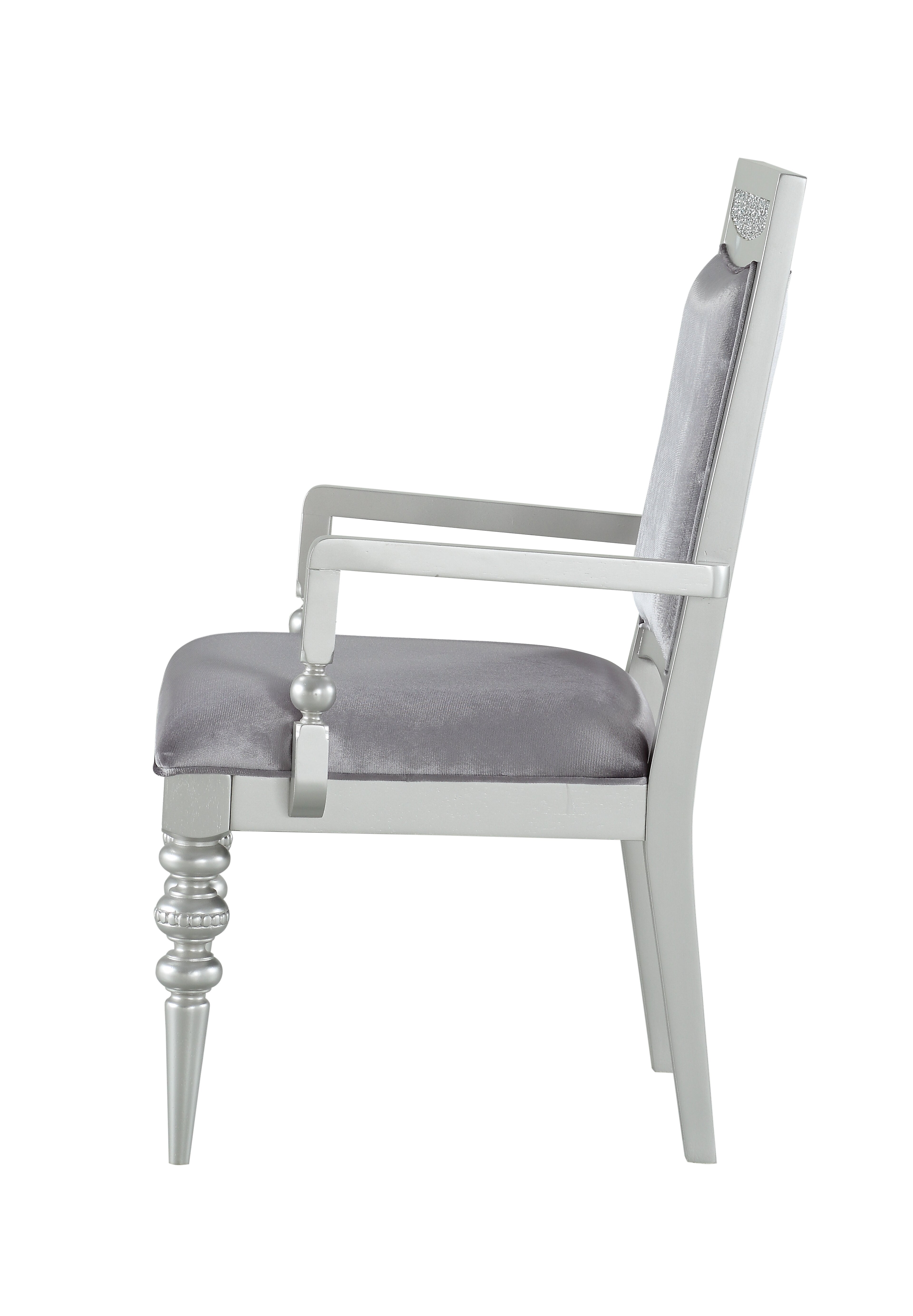 Maverick Fabric & Platinum Finish Arm Chair Set of 2