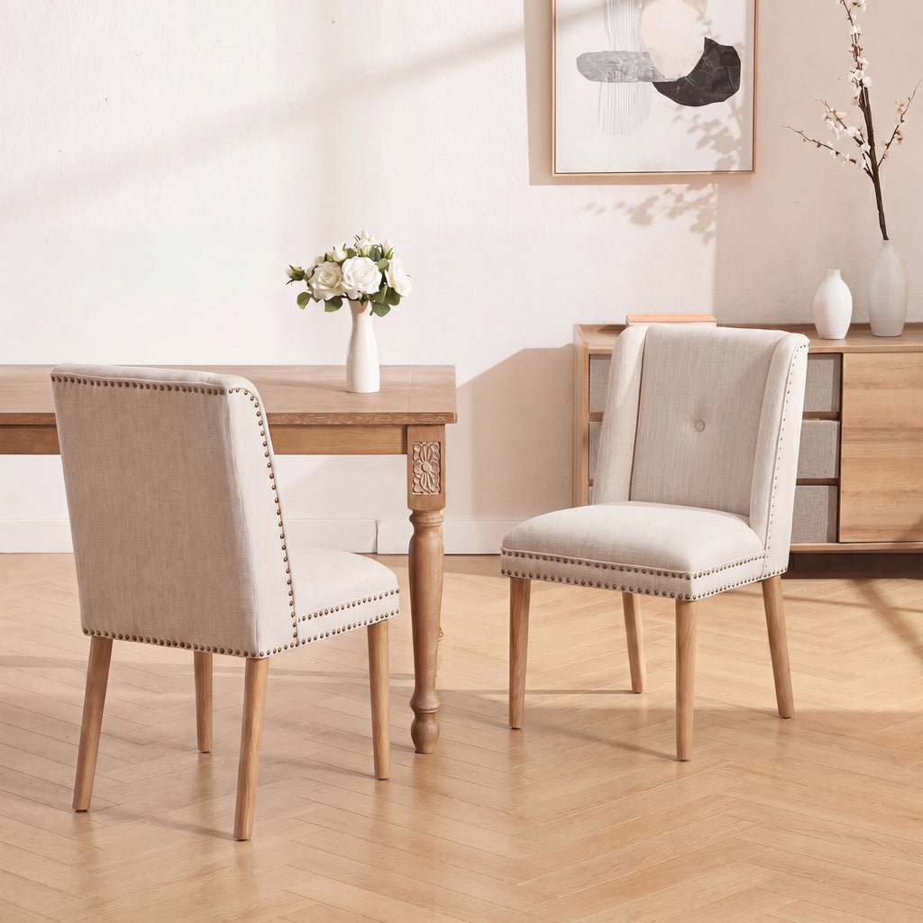 Light Luxury Rivet Upholstered Dining Chair (Set of 2)