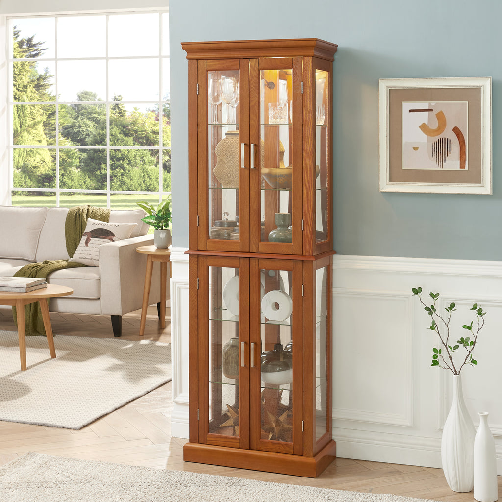 Lighted Curio Cabinet with Adjustable Shelves