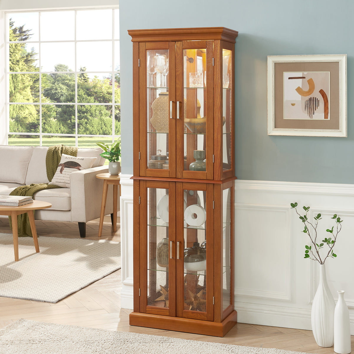 Lighted Curio Cabinet with Adjustable Shelves