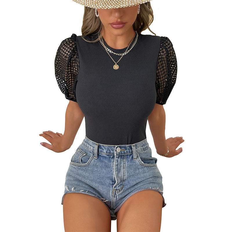 Summer One-Piece Cutout Puff-Sleeve Jumpsuit For Women
