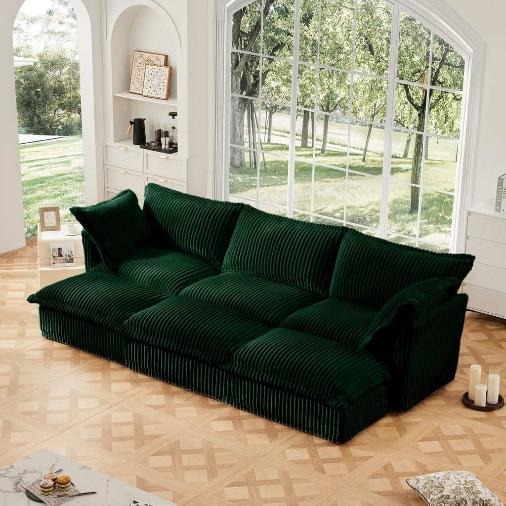 Living Room Sofa Slipcovered Sofa 3 Seater Sofa With 3 Ottomans