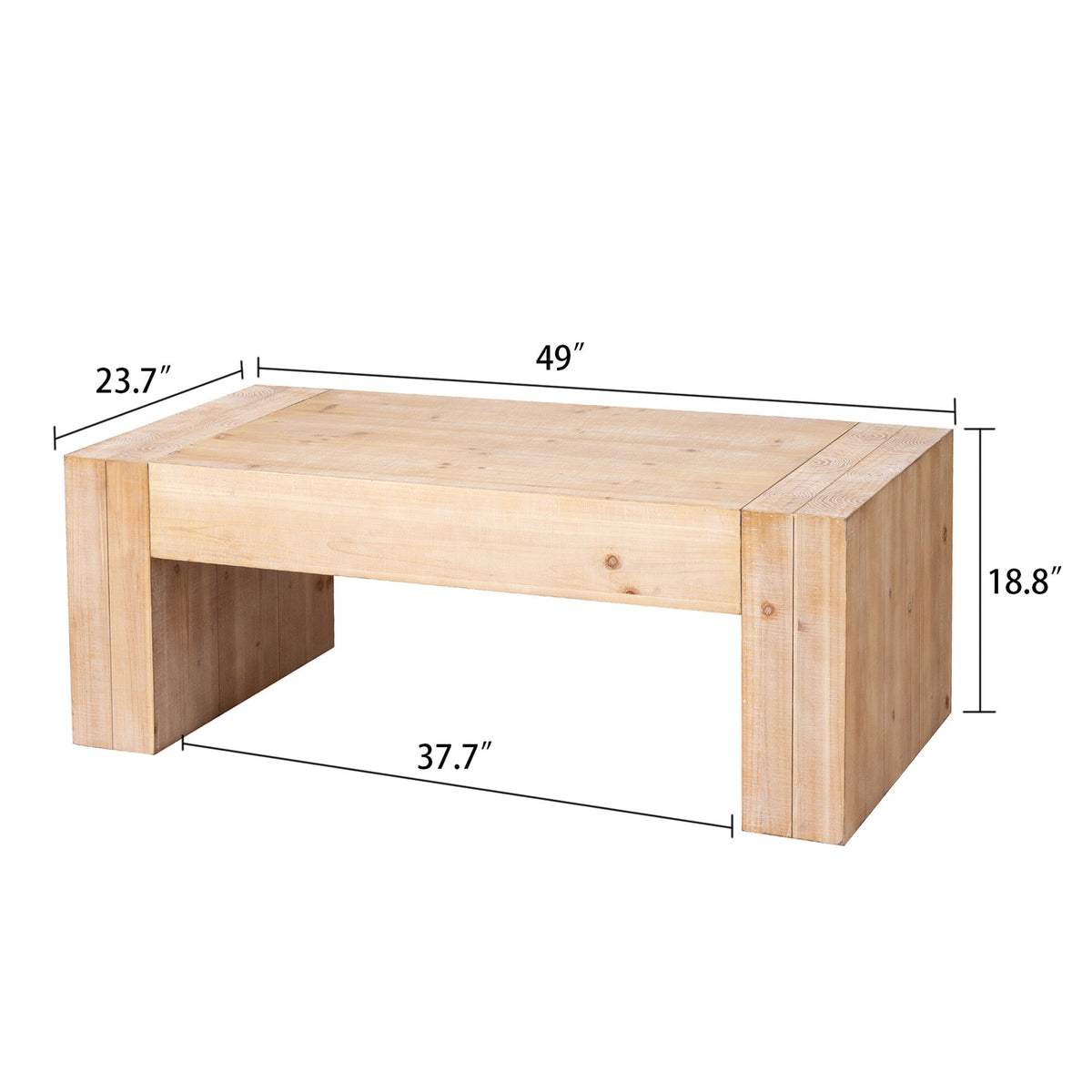 49" Rustic Wood Coffee Table