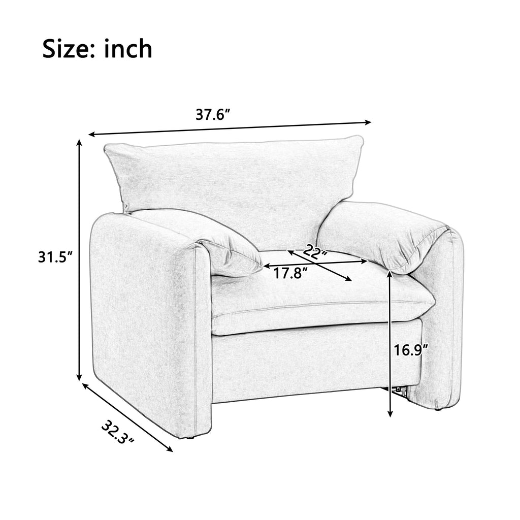 Modern Style Chenille Oversized Armchair