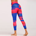 Blue&Red Digital Print yoga pants High waist Contrast color athletic leggings big booty sexy yoga legging running tight