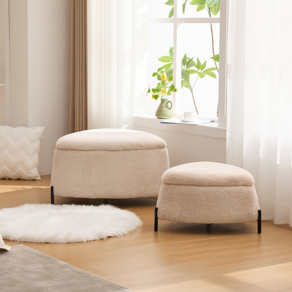 29.9" Wide 2-Piece Upholstered Storage Ottoman Set
