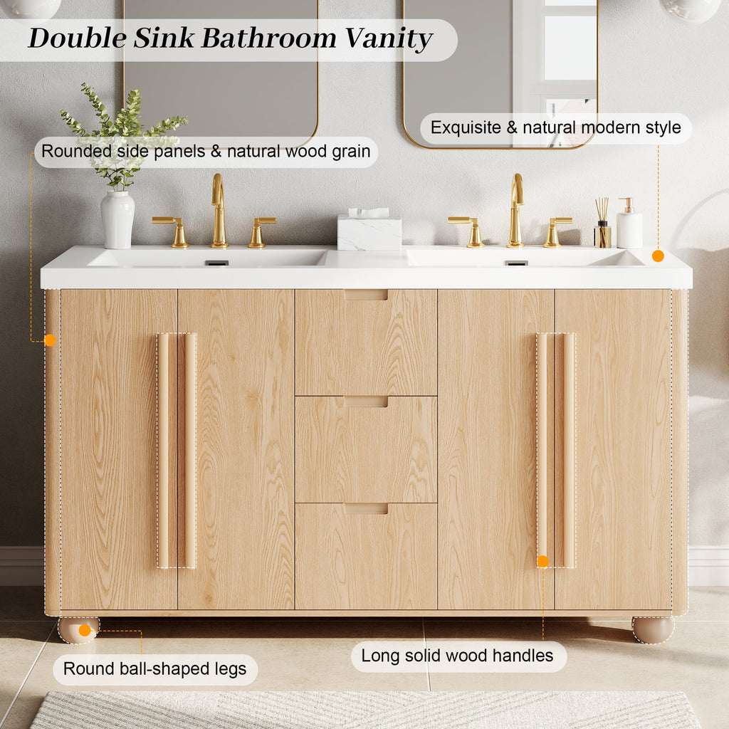 58.3" Bathroom Vanity Cabinet Only Without Vanity Top
