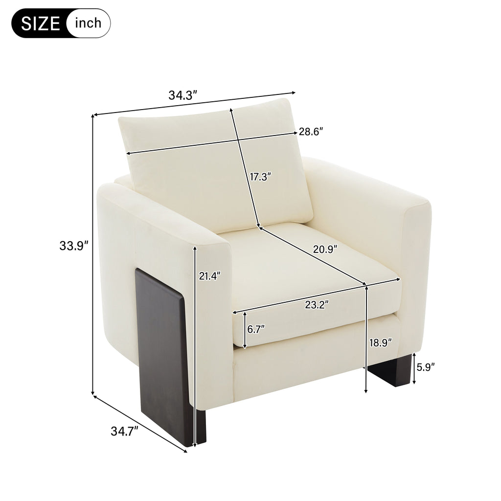 Modern Accent Chair with Rubberwood Legs
