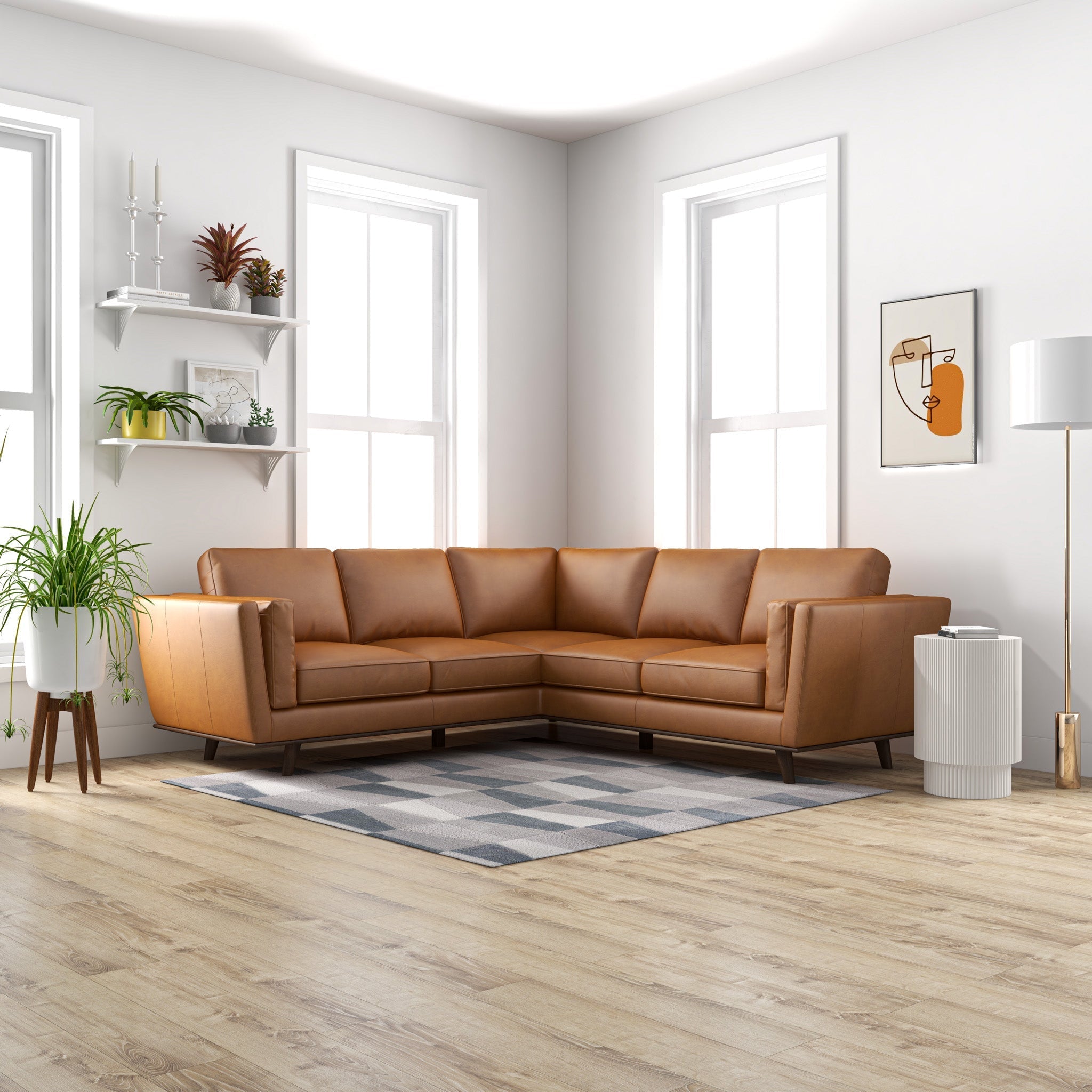 Erman Leather Sectional Sofa