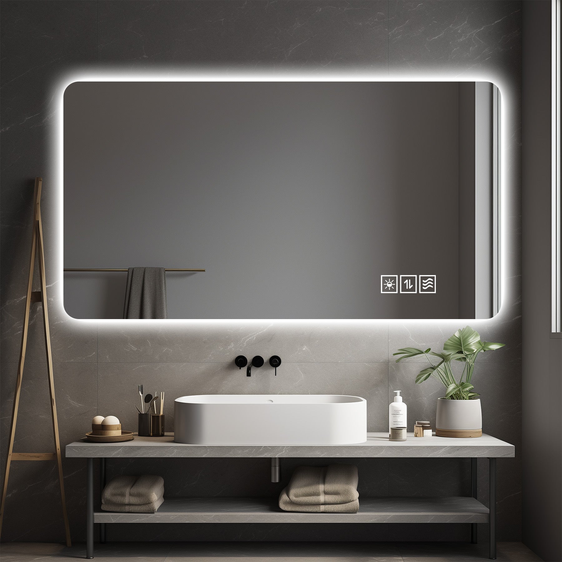Wall Mounted LED Lighting Mirror - 24" x 48"