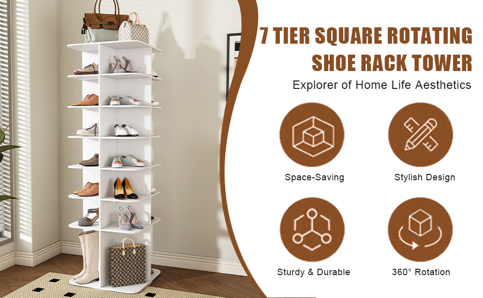 7-Tier Rotating Shoe Rack Tower