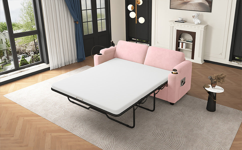 72.8" Corduroy Sleeper Sofa Loveseat
