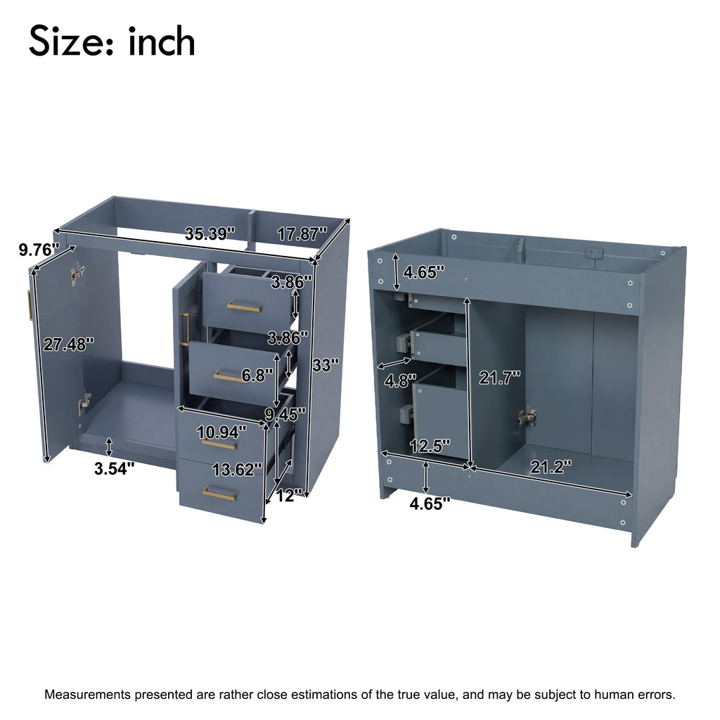 36" Bathroom Vanity Without Top Sink