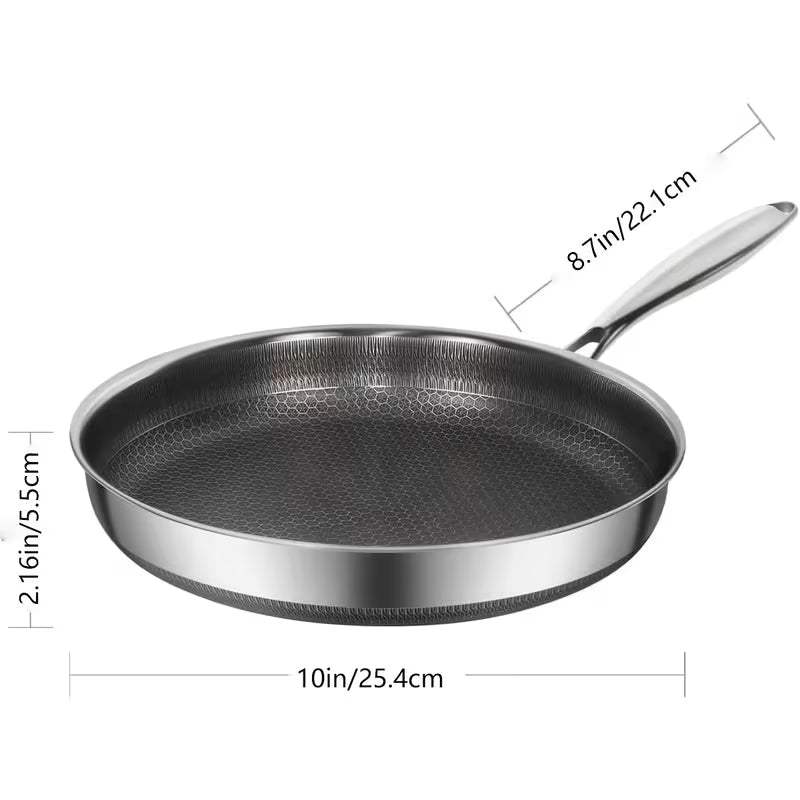Stainless Steel Non-Stick Frying Pan Skillet with Cool-Touch Handle