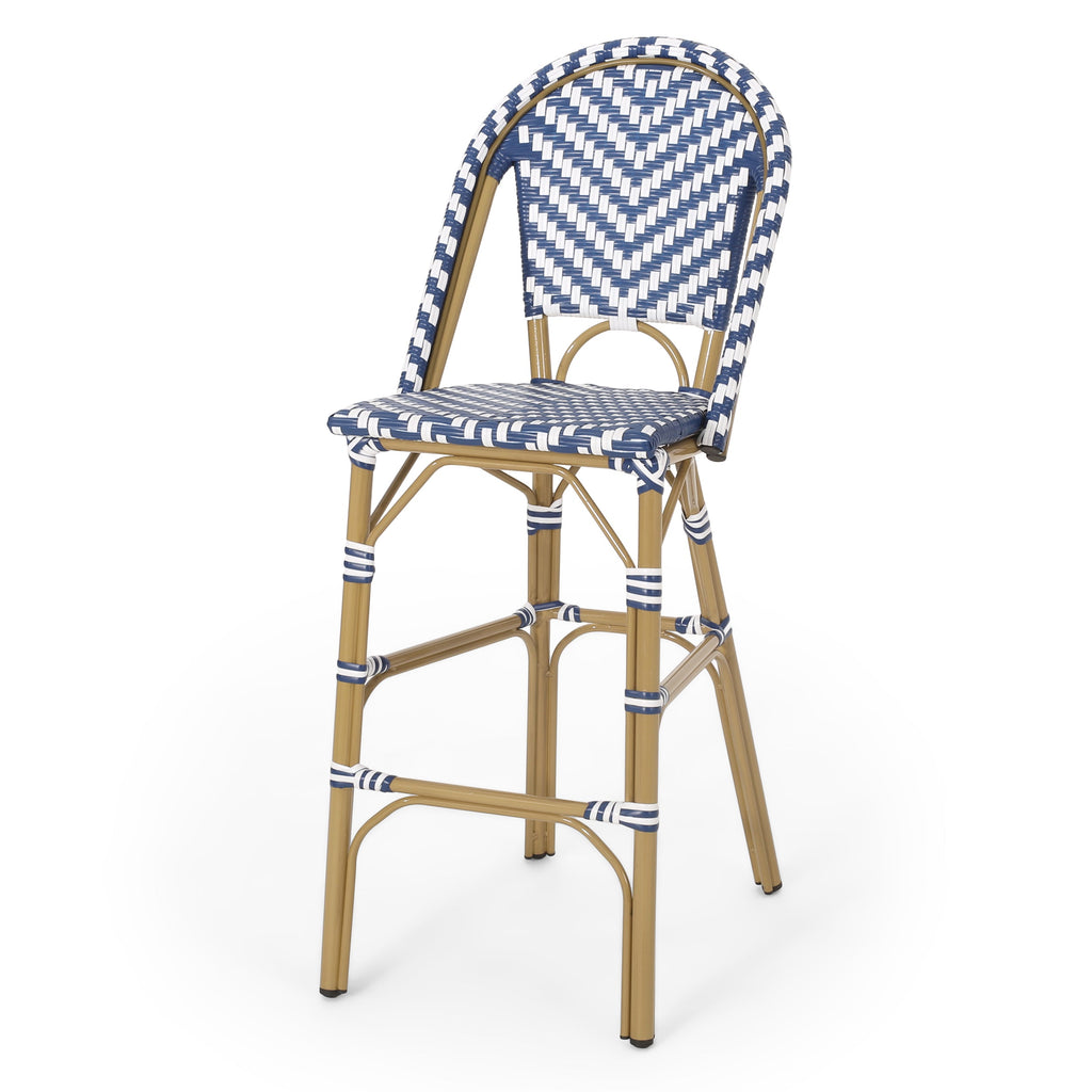 29.5" Outdoor PE Rattan French Barstool