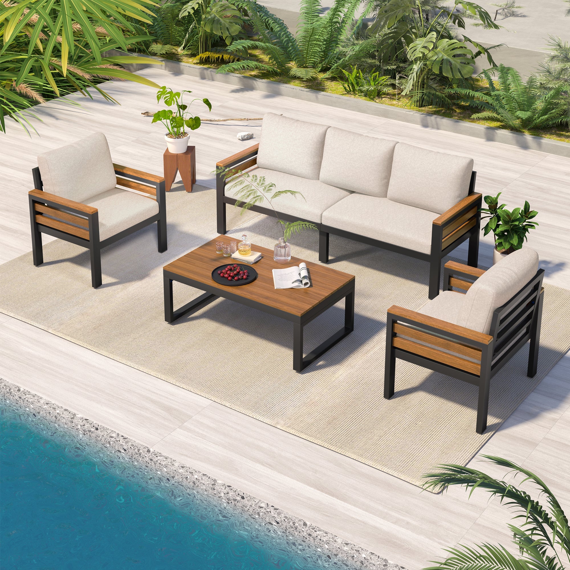 GO 4-Piece Outdoor Furniture Sofa Set for 5 People