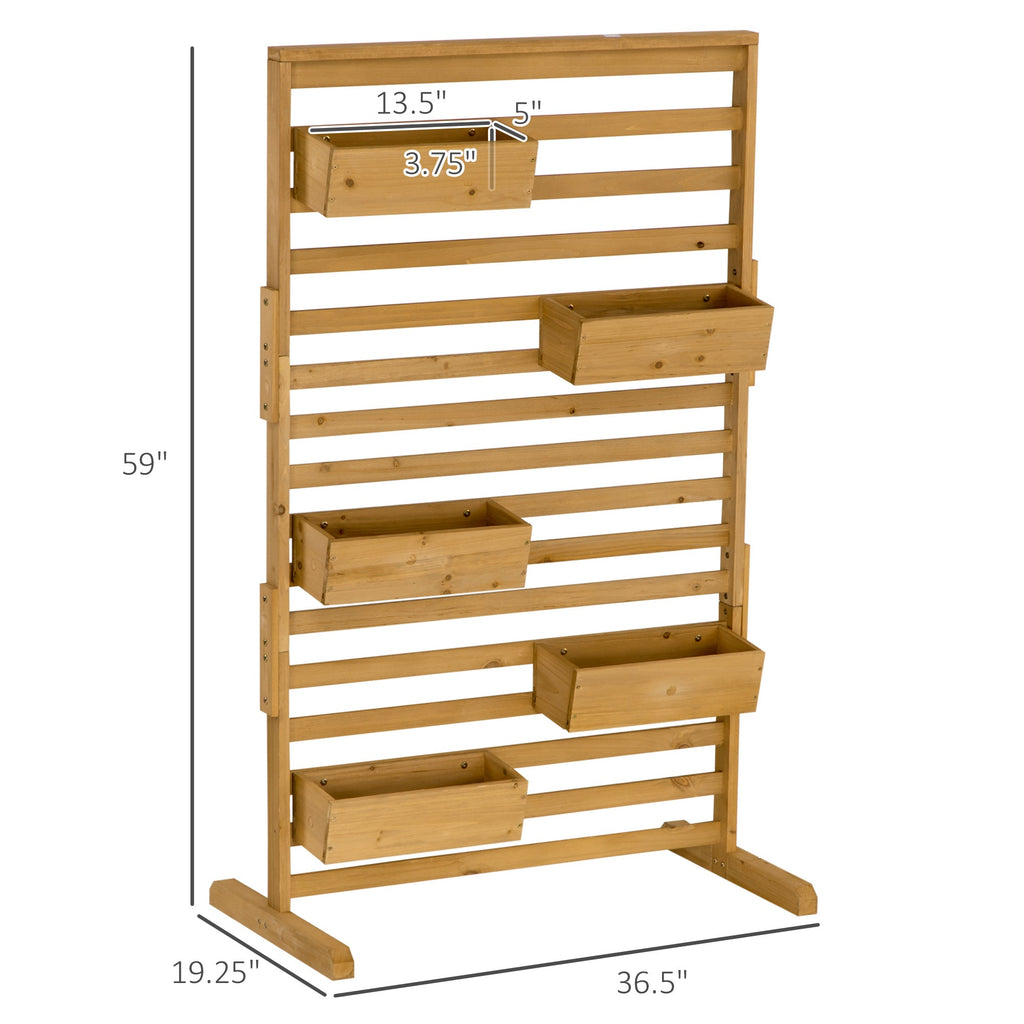 Outsunny Wooden Plant Trellis Stand with 5 Hanging Planter Boxes