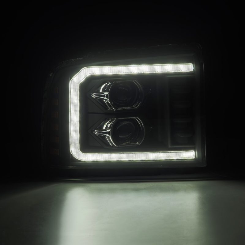 AlphaRex 05-07 Ford F250/350/450/550 Super Duty LUXX LED Proj HL Blk w/Actv Light & Seq Sig + SB DRL 880317 *Discontinued