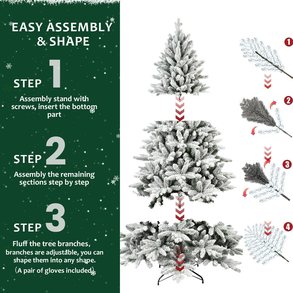6ft Flocked Christmas Tree with 1100 Tips