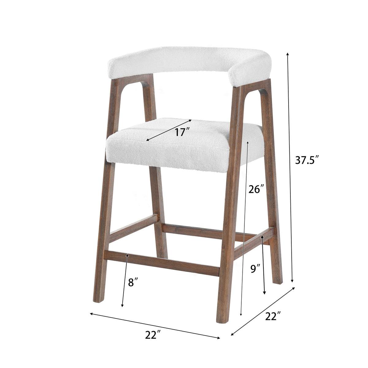 26'' Seat Height Bar Stools with Back, Set of 2
