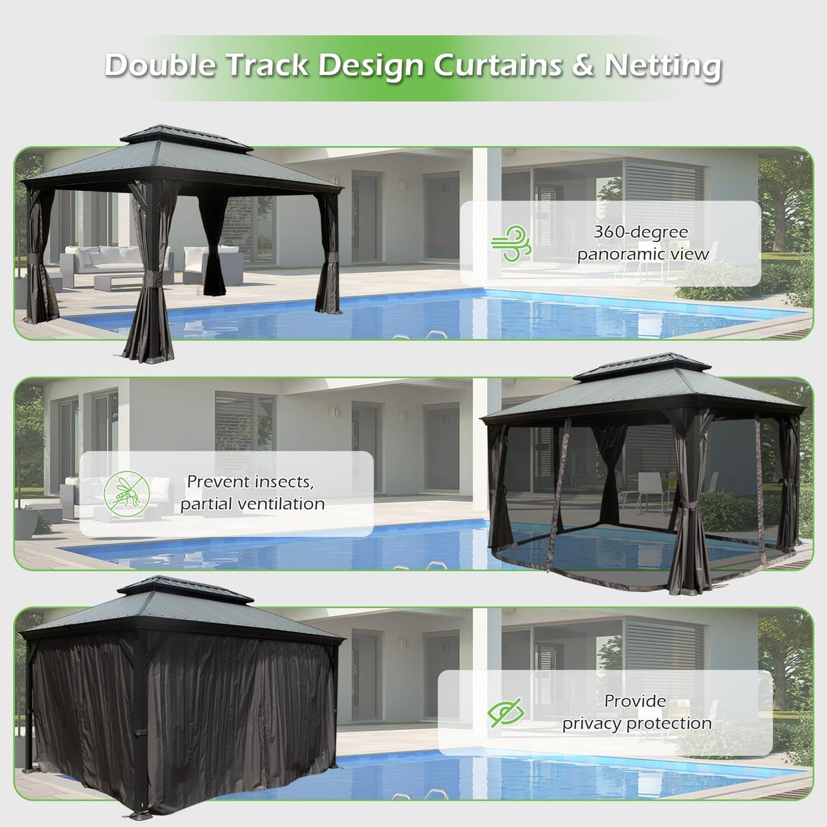 10'x14' Hardtop Gazebo with Resin Roof