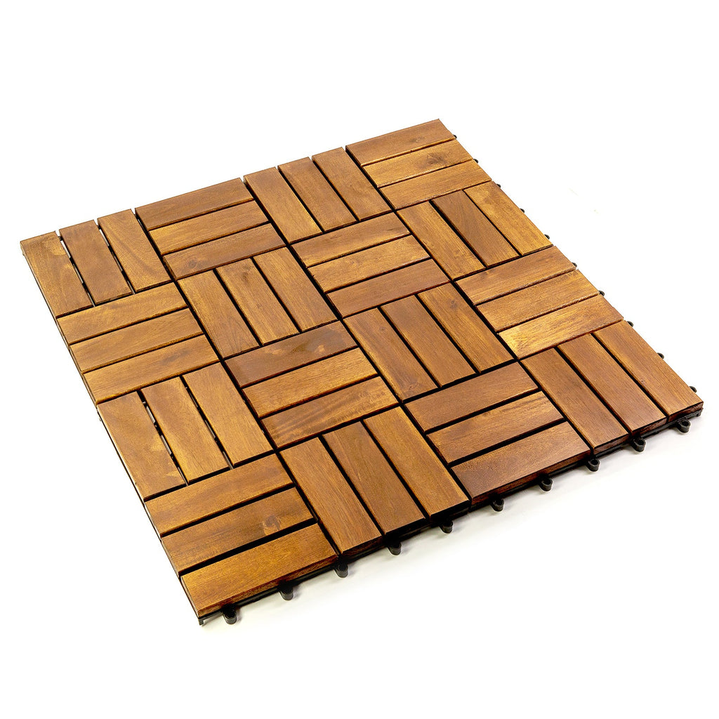 12 in. x 12 in. Acacia 12 Slats Checker Deck Tiles – 30 Pieces