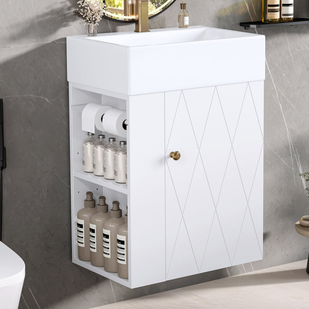 20 Inch Bathroom Vanity with Ceramic Sink