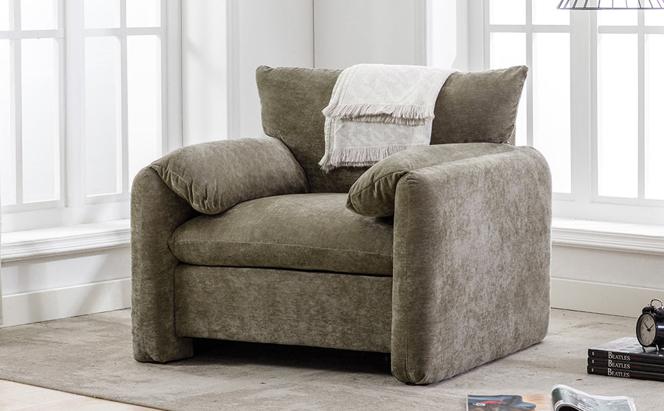 Modern Style Chenille Oversized Armchair