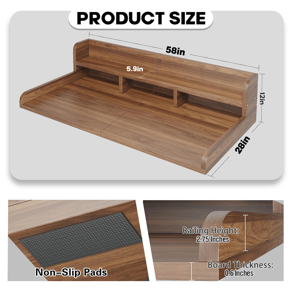 Washer Dryer Countertop with Non-slip Pads - Walnut