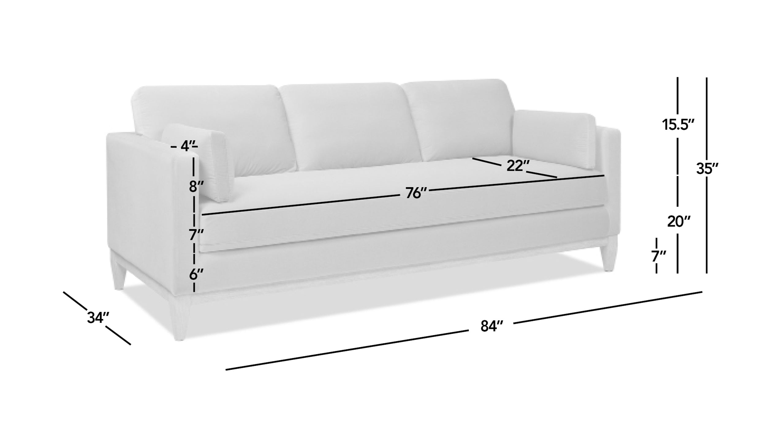 Knox 84" Modern Farmhouse Sofa, Dark