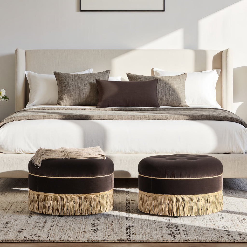 Yolanda 24" Round Upholstered Accent Ottoman Deep