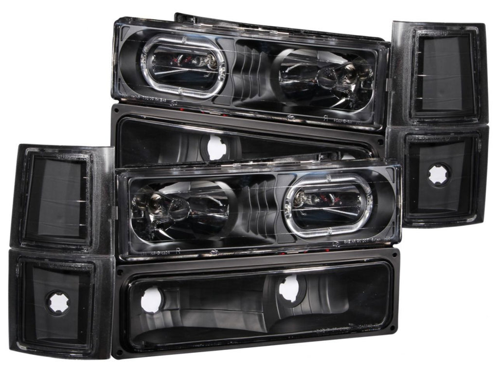 Anzo 1994-1998 Chevrolet C1500 Crystal Headlights w/ Halo Black