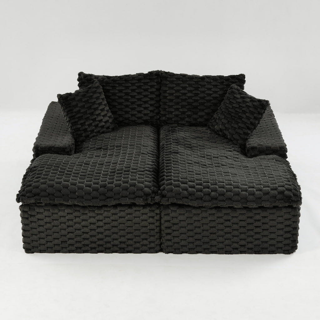 Black Turtle Velvet Double Chaise Lounge