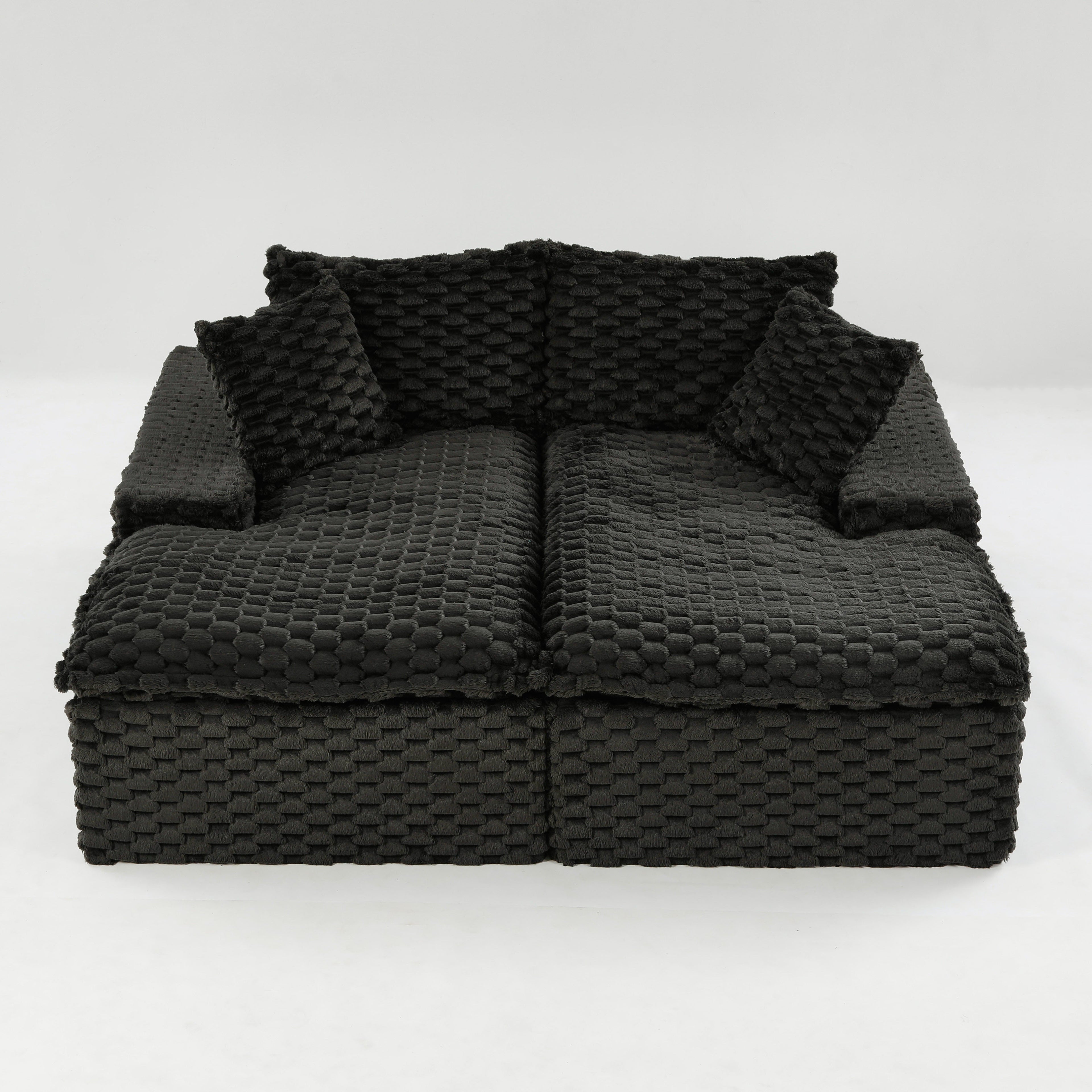 Black Turtle Velvet Double Chaise Lounge