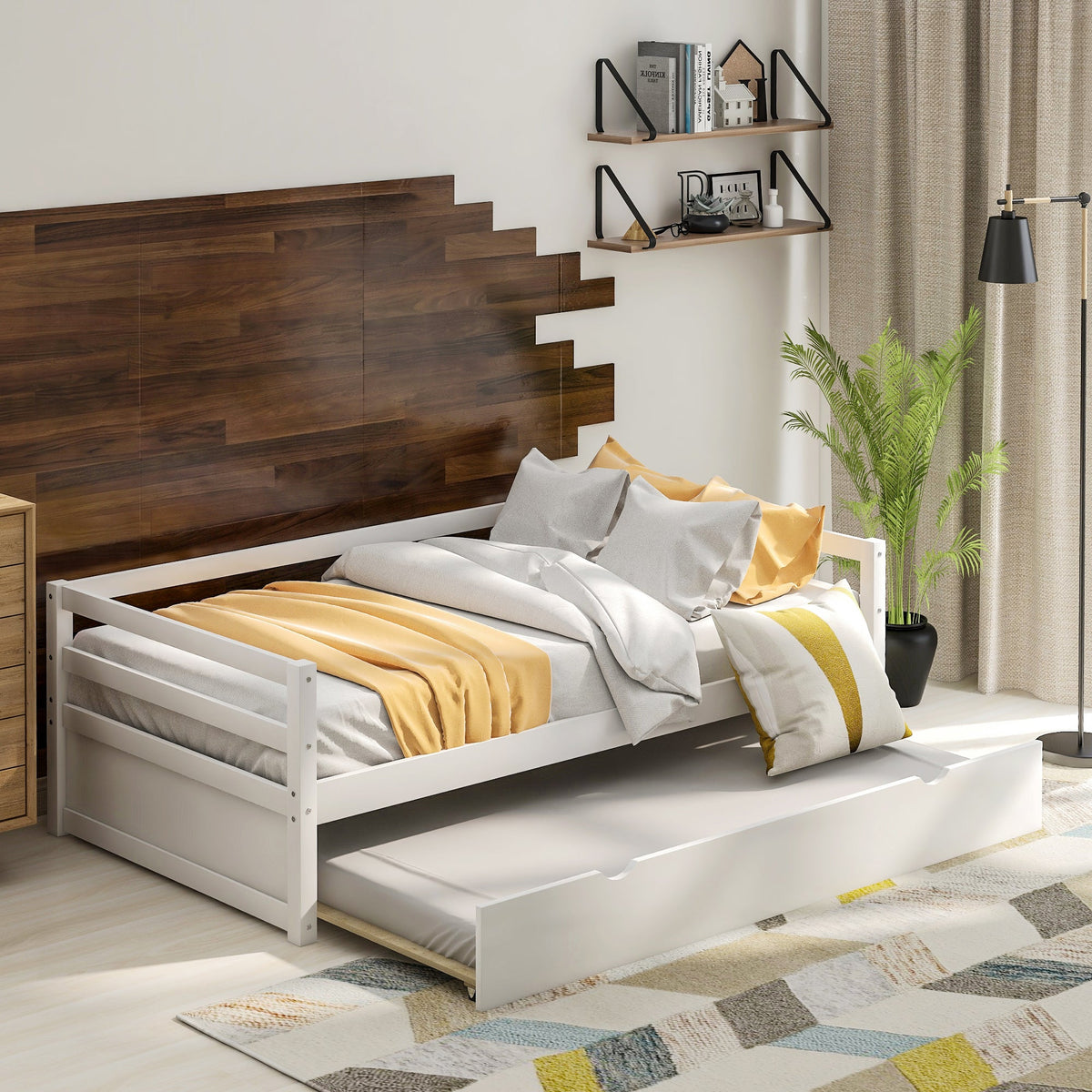 Twin Size Daybed with Trundle Frame Set