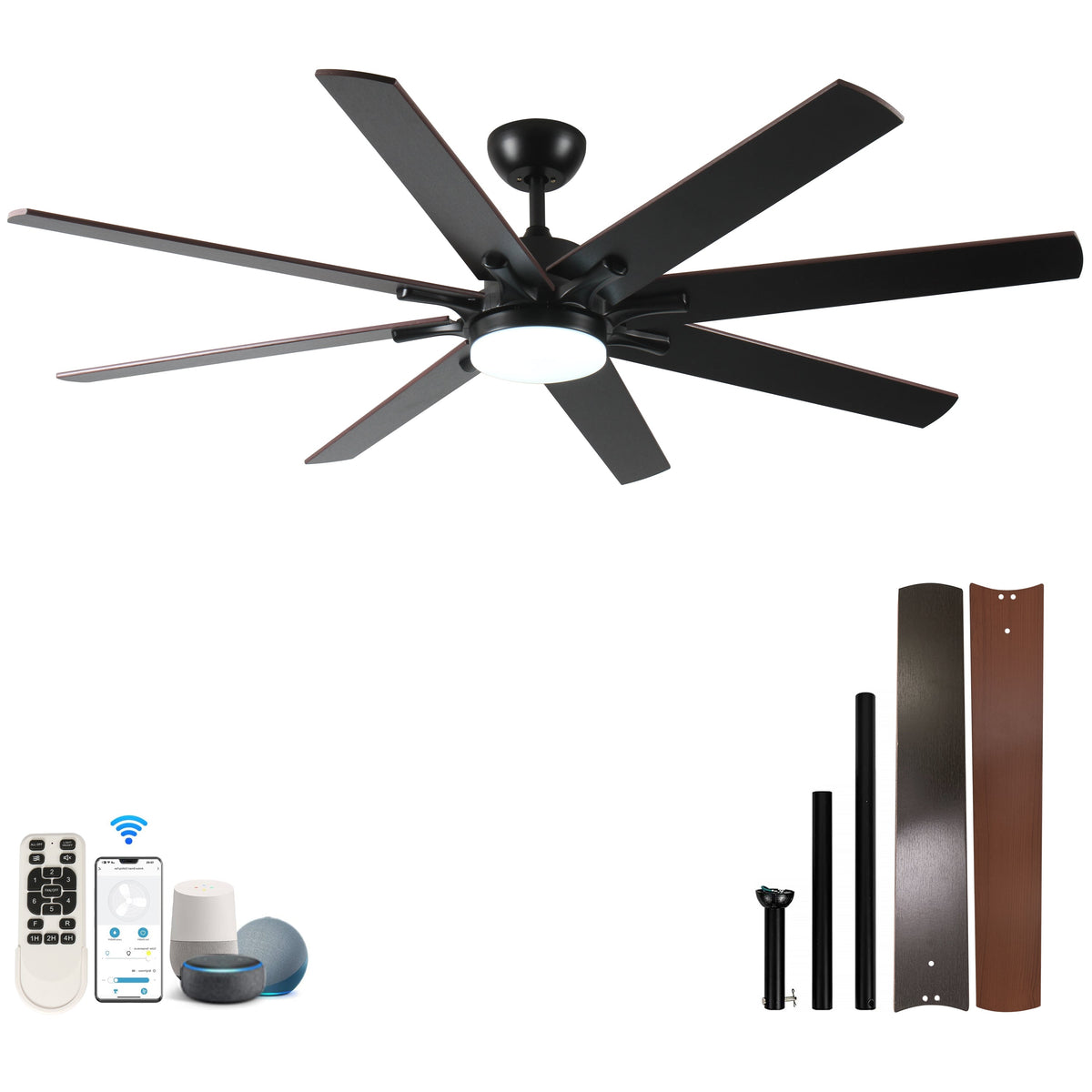 72 Inch Large Ceiling Fan with Lights and Remote Control